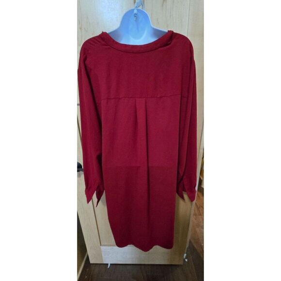 Anne Klein Womens Red Pullover Top 2X Long Sleeve Loose Fit - Picture 3 of 6